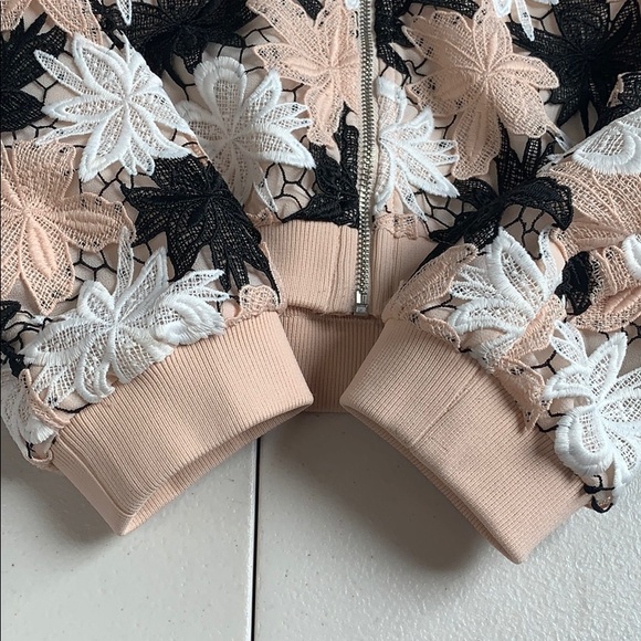Lucy Paris Lace Bomber Jacket Blush Pink & Black S - Picture 9 of 11